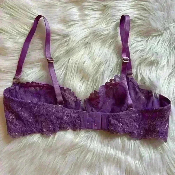 Savage x Fenty Unlined Lace Demi Bra 38C Purple - Picture 2 of 6